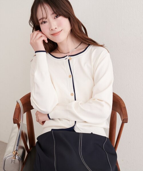「natural couture」 ニットカーディガン FREE ベージュ レディース_画像5