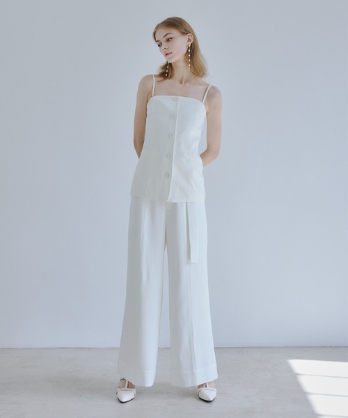 ワイドパンツ スラックス パンツ Belted wide pants/ベルテッドワイドパンツ レディース