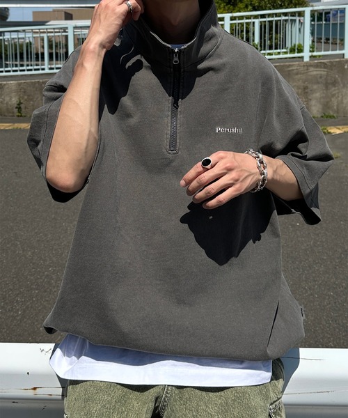 「Perushu」 半袖Tシャツ LARGE ダークパープル メンズ_画像7
