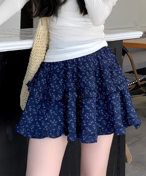  ネイビー フリルミニスカート y2k center i スカート 小花柄ティアードフリルミニスカート : ZOZOTOWN