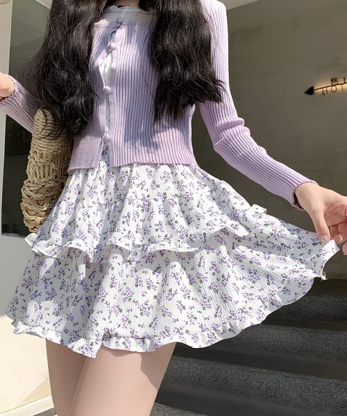 center i スカート 小花柄ティアードフリルミニスカート : ZOZOTOWN