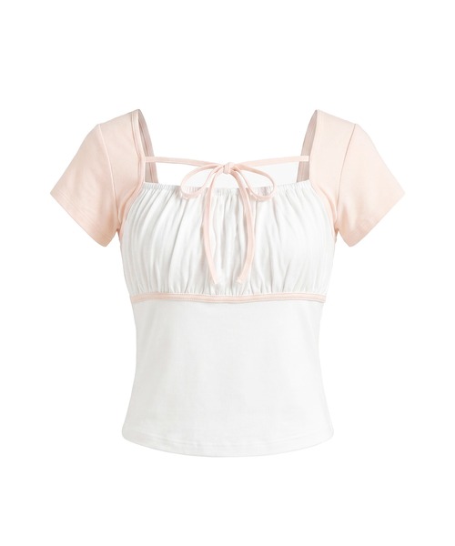 Rose Muse（ロゼミューズ） tシャツ 半袖 Color scheme gathered bust 