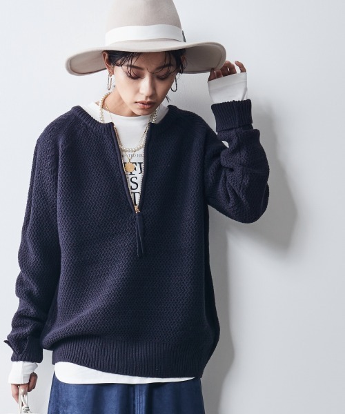 CHIC STYLE ニット 「大きいサイズ」2WAYアラン柄ニットプル