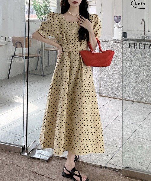 MAISON DE THERESE ワンピース フレンチ半袖水玉ワンピース