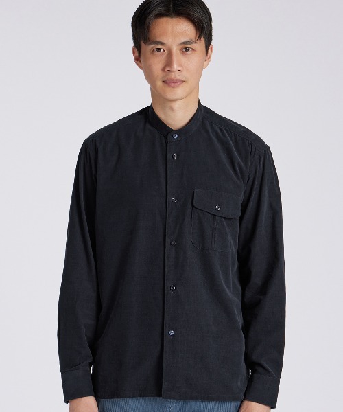LANVIN COLLECTION シャツ CORDUROY BAND COLLAR SHIRT「コーデュロイ 