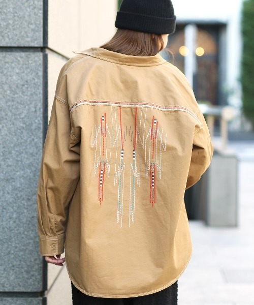 ブラウス シャツ 綿ツイルチマヨ刺繍シャツ レディース