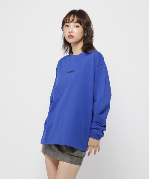 未使用品　A.P.C ハートプリント長袖Tシャツ Purple&Yellow tシャツ ハートロゴプリント ロング丈半袖T
