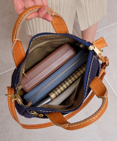 ズッケロ 本革×キャンバス2way ハンドバッグ ショルダーバッグ ハンドバッグ ショルダーバッグ 本革 レザー 帆布 キャンバス