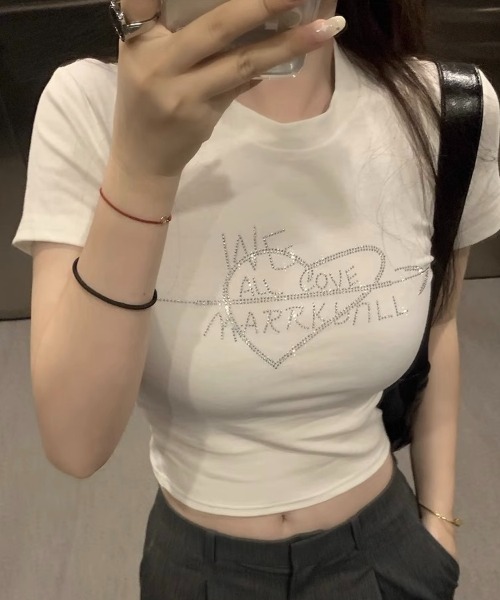 LADY LIKE（レディライク） tシャツ 「新色追加」ラインストーンハート