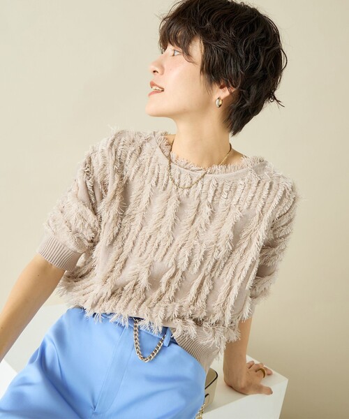 【美品】FRAY I.D ルーズドルマンカシミアニット アイボリー NOLLEY'S ニット 「手洗い可能」カットフリンジドルマンプル