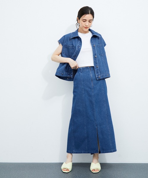 ベスト ジレ ambiance / Denim Apron レディース LE CERCLE par rope' ベスト ジレ 「セットアップ対応」デニム