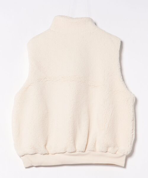 ３日迄限定Sale❗️美品⭐️イタリア製シープボア　ジレベスト ベスト ジレ 「ボア×ハーフZIP」レディース ボアスタンドベスト 体型