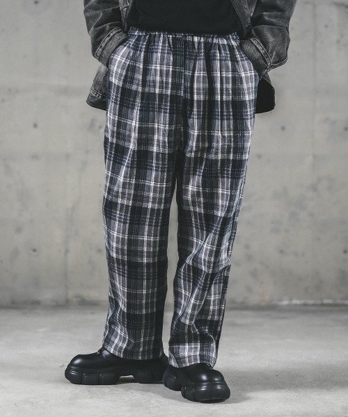 Shoowtime（ショウタイム） パンツ リラックスチェックパターンプル