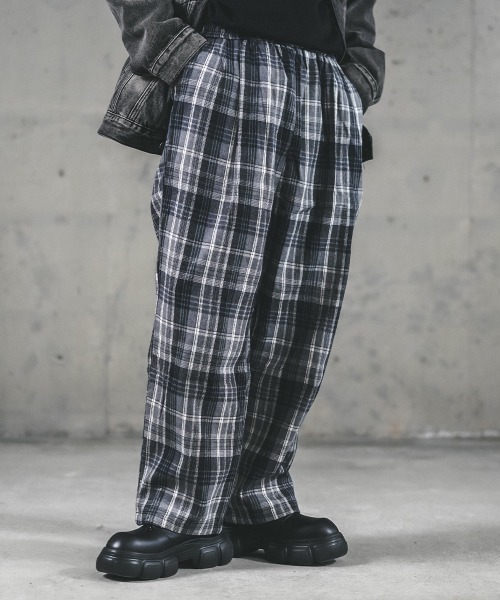 Shoowtime（ショウタイム） パンツ リラックスチェックパターンプル