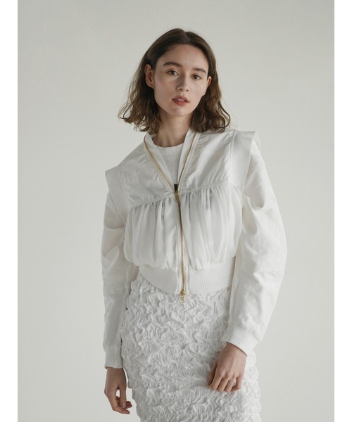 ベスト ジレ Sheer switching compact vest レディース