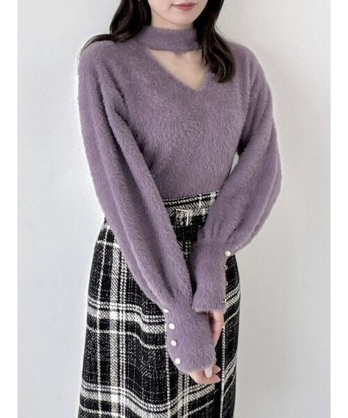 dazzlin ニット セーター 2wayシャギーミニニットトップス