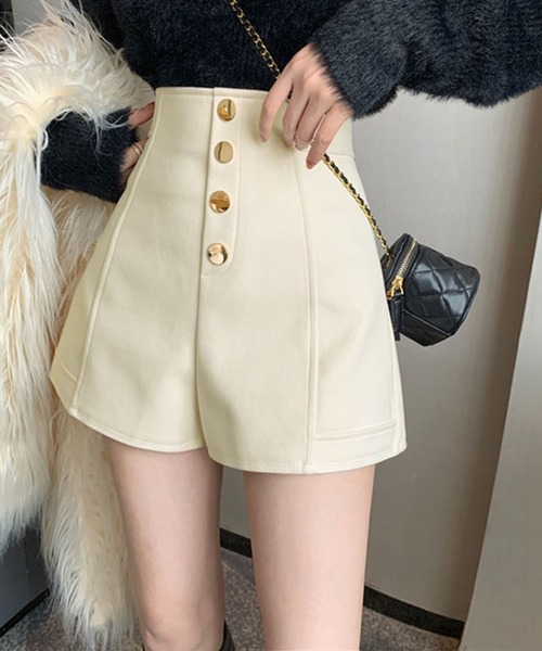 パンツ Nia(ニア)/フロントボタン ハイウエストショートパンツ