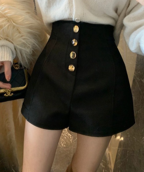 パンツ Nia(ニア)/フロントボタン ハイウエストショートパンツ