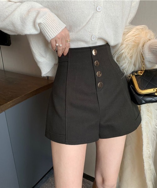 パンツ Nia(ニア)/フロントボタン ハイウエストショートパンツ