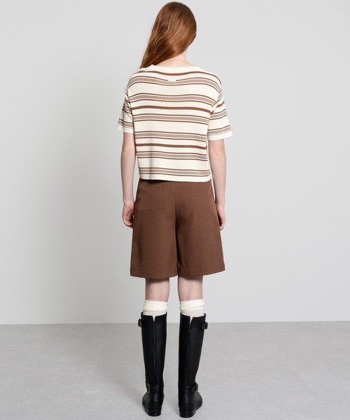 スラックス パンツ 「ELOOPS」ワンタック クラシックハーフパンツ