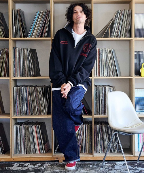 トレーナー スウェット ADMPATEK/logo half zip stand pullover/刺繍ロゴハーフジッププルオーバースタンドスウェット