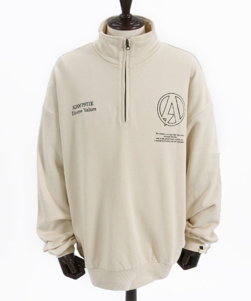トレーナー スウェット ADMPATEK/logo half zip stand pullover/刺繍ロゴハーフジッププルオーバースタンドスウェット