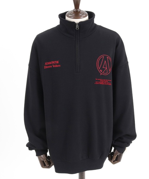 トレーナー スウェット ADMPATEK/logo half zip stand pullover/刺繍ロゴハーフジッププルオーバースタンドスウェット