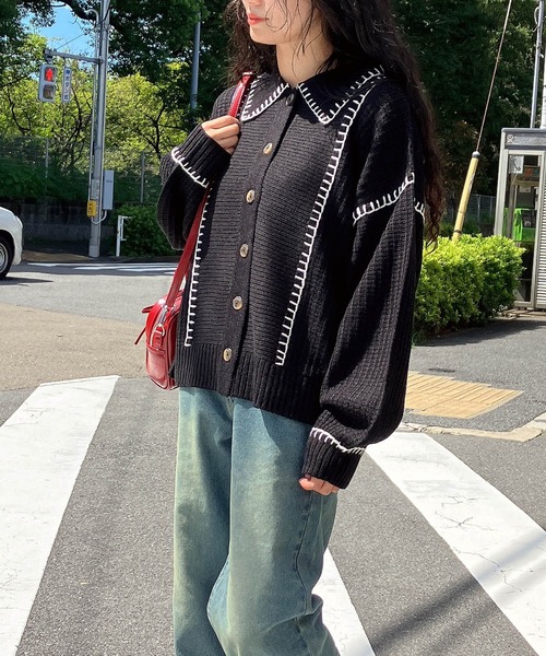 AS KNOW AS（アズノゥアズ） カーディガン ハンドステッチ ビッグ