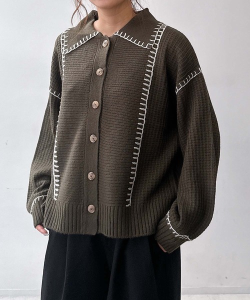 AS KNOW AS（アズノゥアズ） カーディガン ハンドステッチ ビッグ