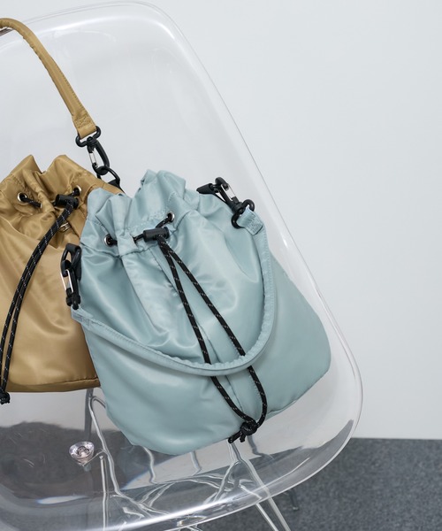 クレージュ 巾着型ショルダーバッグ courreges クレージュ ショルダーバッグ 巾着 ベージュ ロゴ