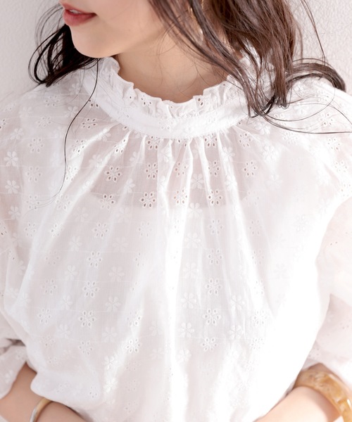 「classicalelf」 7分袖ブラウス LARGE モカ レディース_画像6