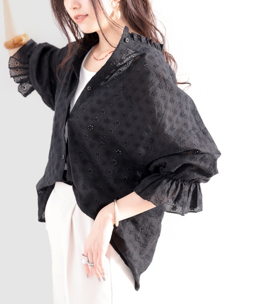 「classicalelf」 7分袖ブラウス LARGE モカ レディース_画像7