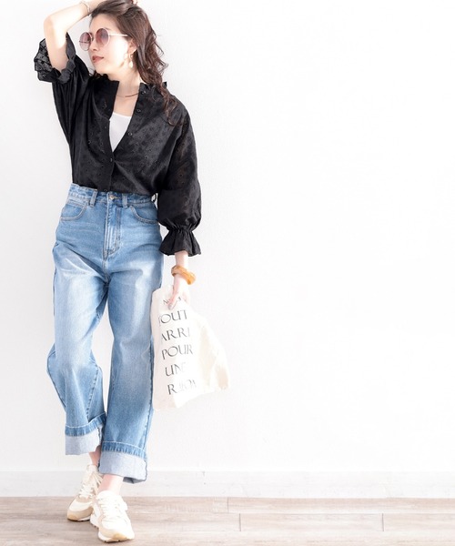 「classicalelf」 7分袖ブラウス LARGE モカ レディース_画像8