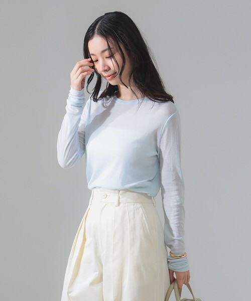 tシャツ シアーコットン ロングスリーブTシャツ レディース