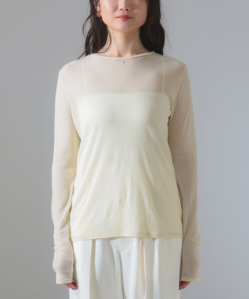 【美品】Demi-Luxe BEAMS シアーコットン ロングスリーブ Tシャツ Demi-Luxe BEAMS（デミルクス ビームス）シアーコットン ロング