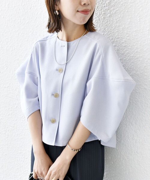 新品！SHIPS WOMEN <洗濯機可能>リネンライク ランタン袖 ジャケット SHIPS｜【WEB限定】<洗濯機可能>リネンライク ランタン袖