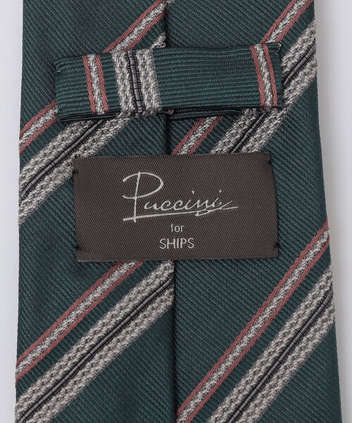 シップス（SHIPS）/Puccini: シルク ジャカード レップ ストライプ  タイ SHIPS（シップス） ネクタイ Puccini: シルク ジャカード レップ