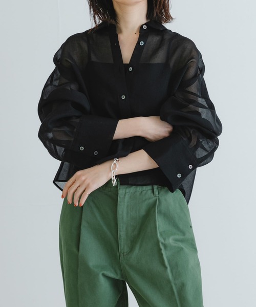 URBAN RESEARCH ブラウス シャツ シアーワイドスリーブシャツ