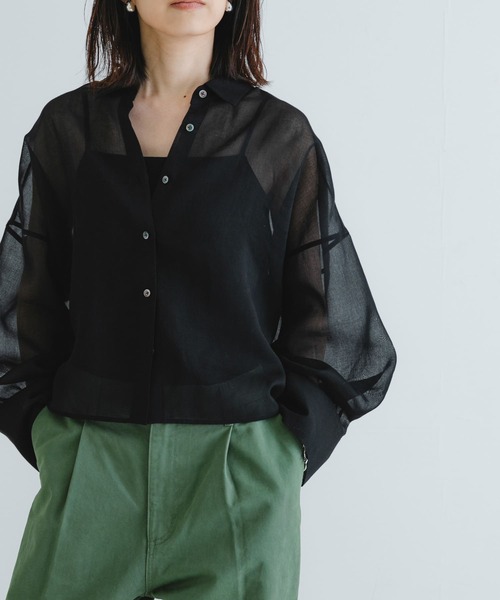 URBAN RESEARCH ブラウス シャツ シアーワイドスリーブシャツ