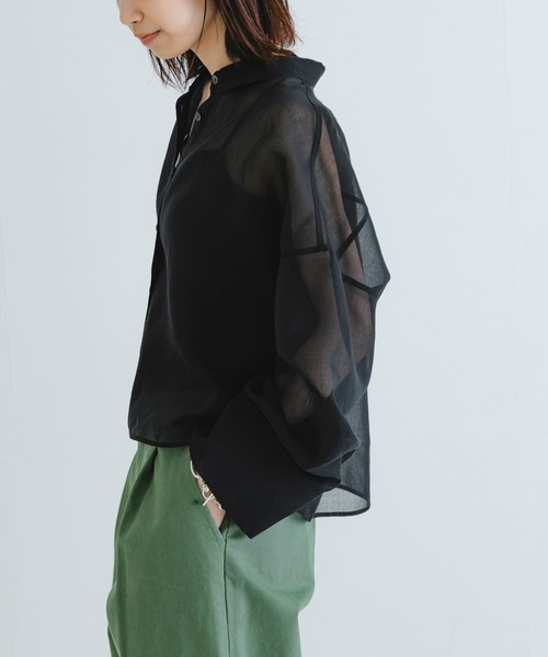 URBAN RESEARCH ブラウス シャツ シアーワイドスリーブシャツ