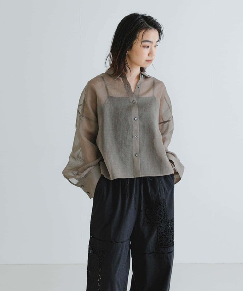 URBAN RESEARCH ブラウス シャツ シアーワイドスリーブシャツ