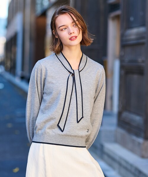 DRESSTERIOR ニット セーター 「洗える」配色ラインボウタイプル