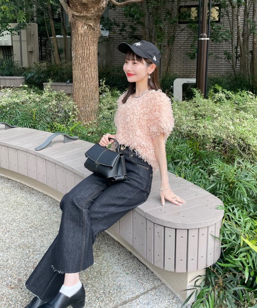 ジーンズ デニム デニムパンツ セミフレアデニムパンツ（裾カット可能） レディースの画像