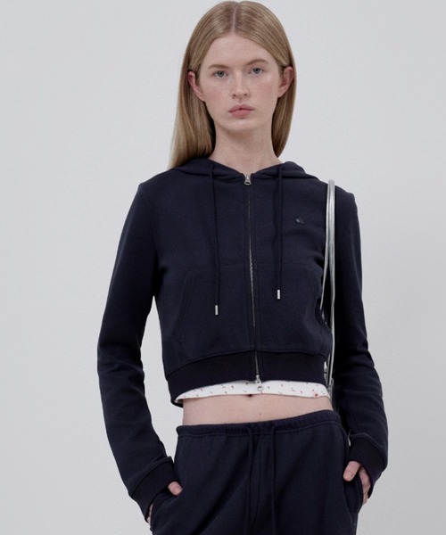 パーカー KIRSH PLAIN SLIM FIT CROP HOODIE ZIP UP キルシー