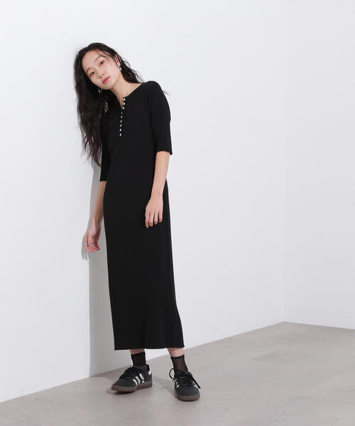 【海外配送可】【送料無料】 N.Natural Beauty Basic ワンピース ヘンリーネックリブニット ワンピース