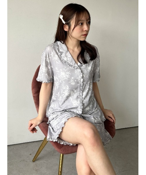 SNIDEL HOME パジャマ ルームウェア カットレーヨン開襟シャツ