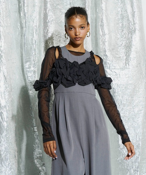 【え】ANDRESD ruffled bustier pants ドレス セール】ruffled bustier pants dress / ラッフルビスチェパンツ