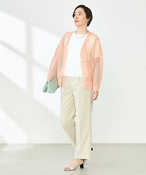 NOLLEY'S カーディガン 「手洗い可能」メッシュ長袖Vネック