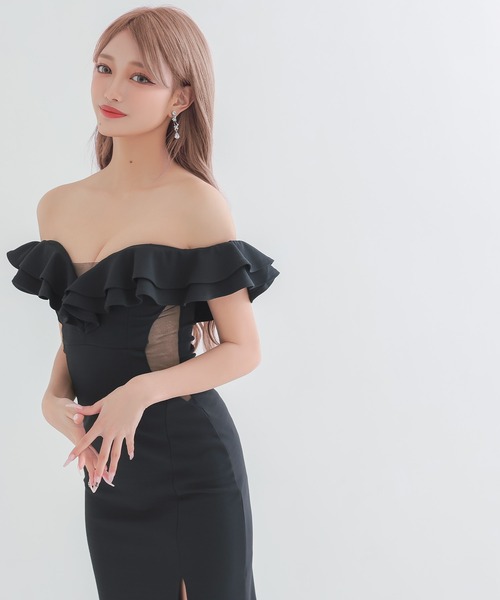 myMinette（マイミネット） ドレス キャバドレス ロング フレア オフ 