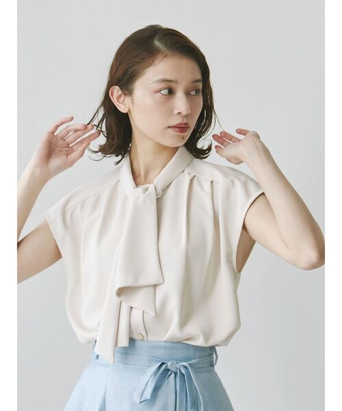 ブラウス シャツ サテンボウタイフレンチブラウス レディース TONAL ブラウス シャツ サテンボウタイフレンチブラウス